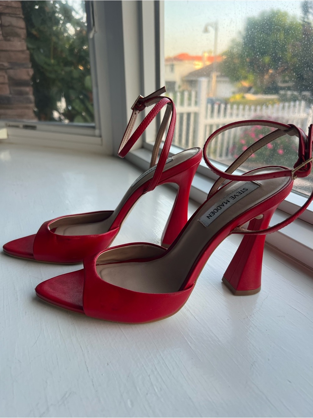 Steve Madden Beki Red Heeled Sandal, 9